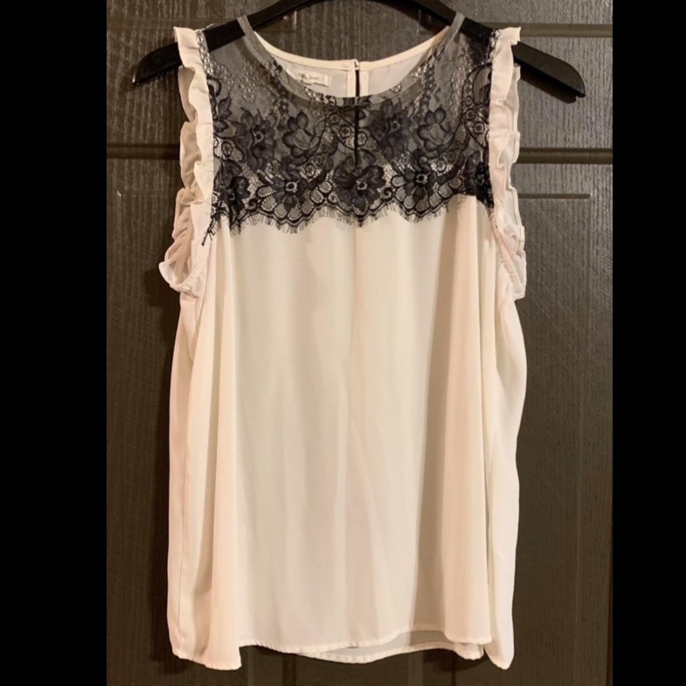 White top with black lace